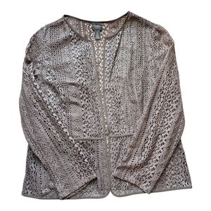 Chicos Travelers Collection Foil Lace Jacket/Layering Piece Large